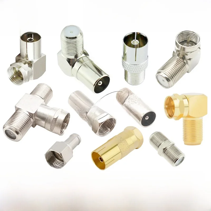 2 connecteurs d'antenne TV de type F vers IEC 90 degrés, adaptateur d'angle droit, prise vers prise, câble coaxial F-TV combiné