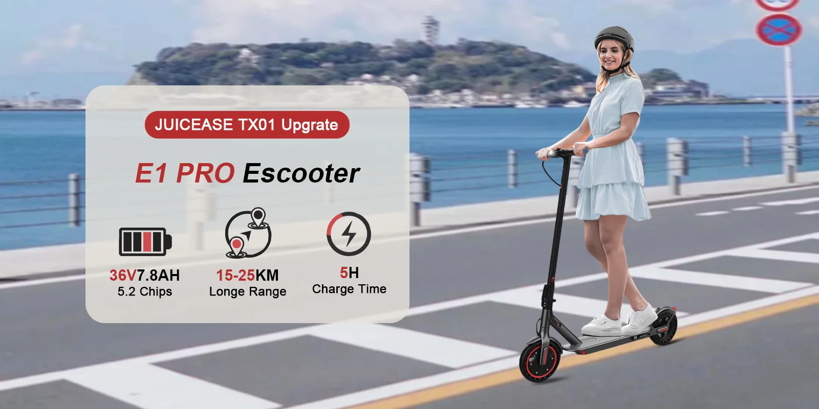 JUICEASE E1 Pro Elektroroller Maximale Steigfähigkeit 15° Peak Power Faltbarer Elektroroller 36V7.8AH 5.2 Chips 25KM Reichweite E-Scooter – Detail 6