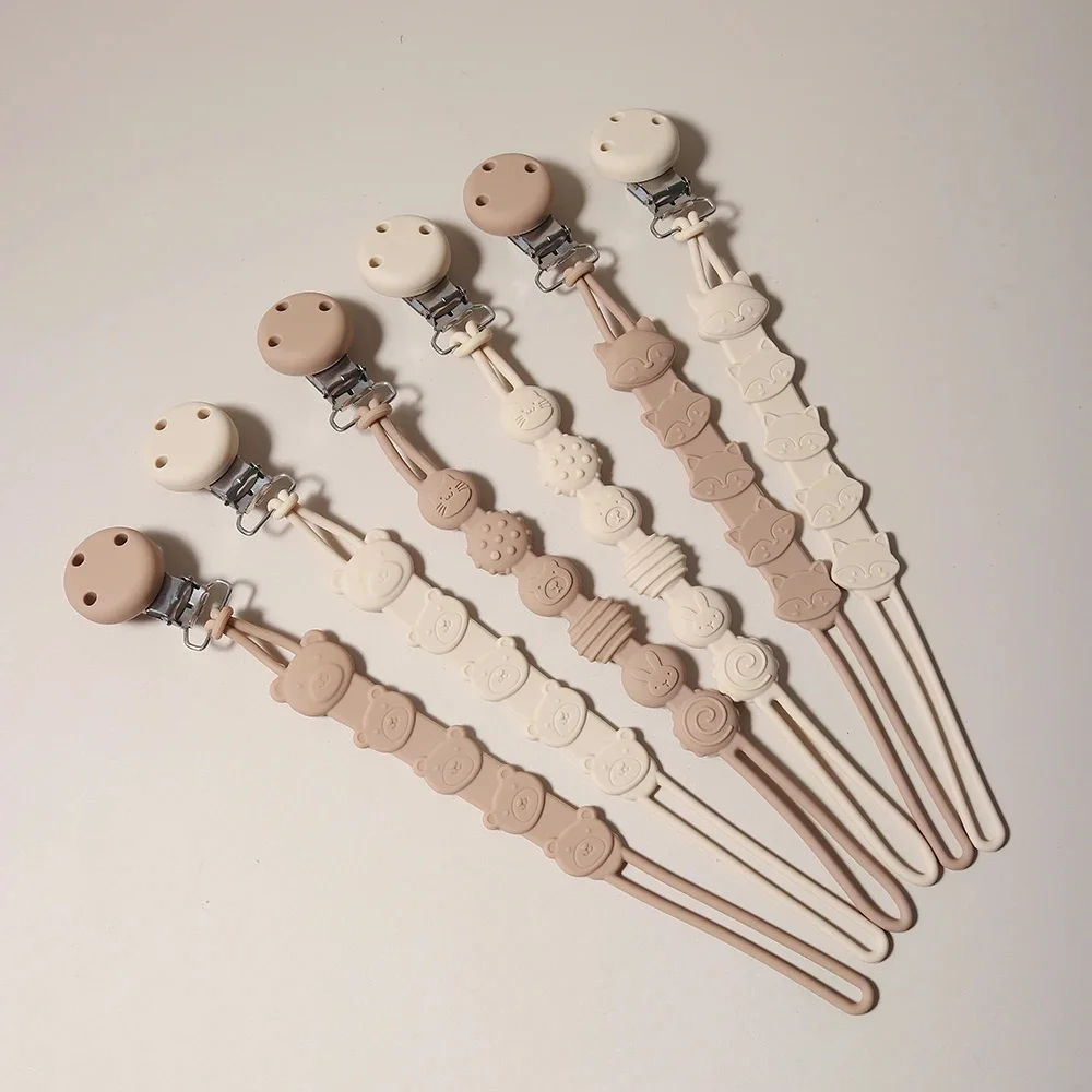 Chaîne de sucette en Silicone, dessin animé renard ours, porte-factice pour bébé, lapin, chaîne anti-chute