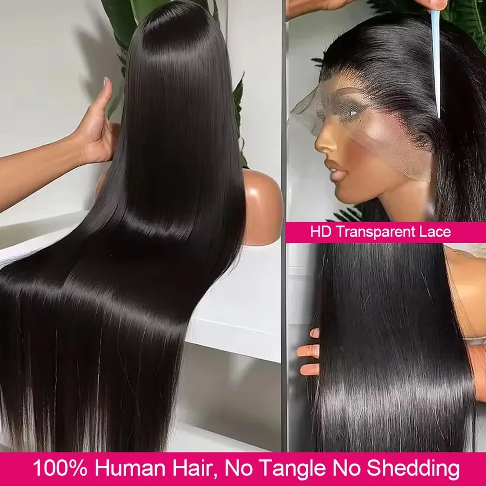 YKB Straight 6x6 Glueless Wigs Human Hair Ready To Wear 13x6 HD Transparent Lace Frontal Wig 30 Inch Peruvian Remy Wig For Women