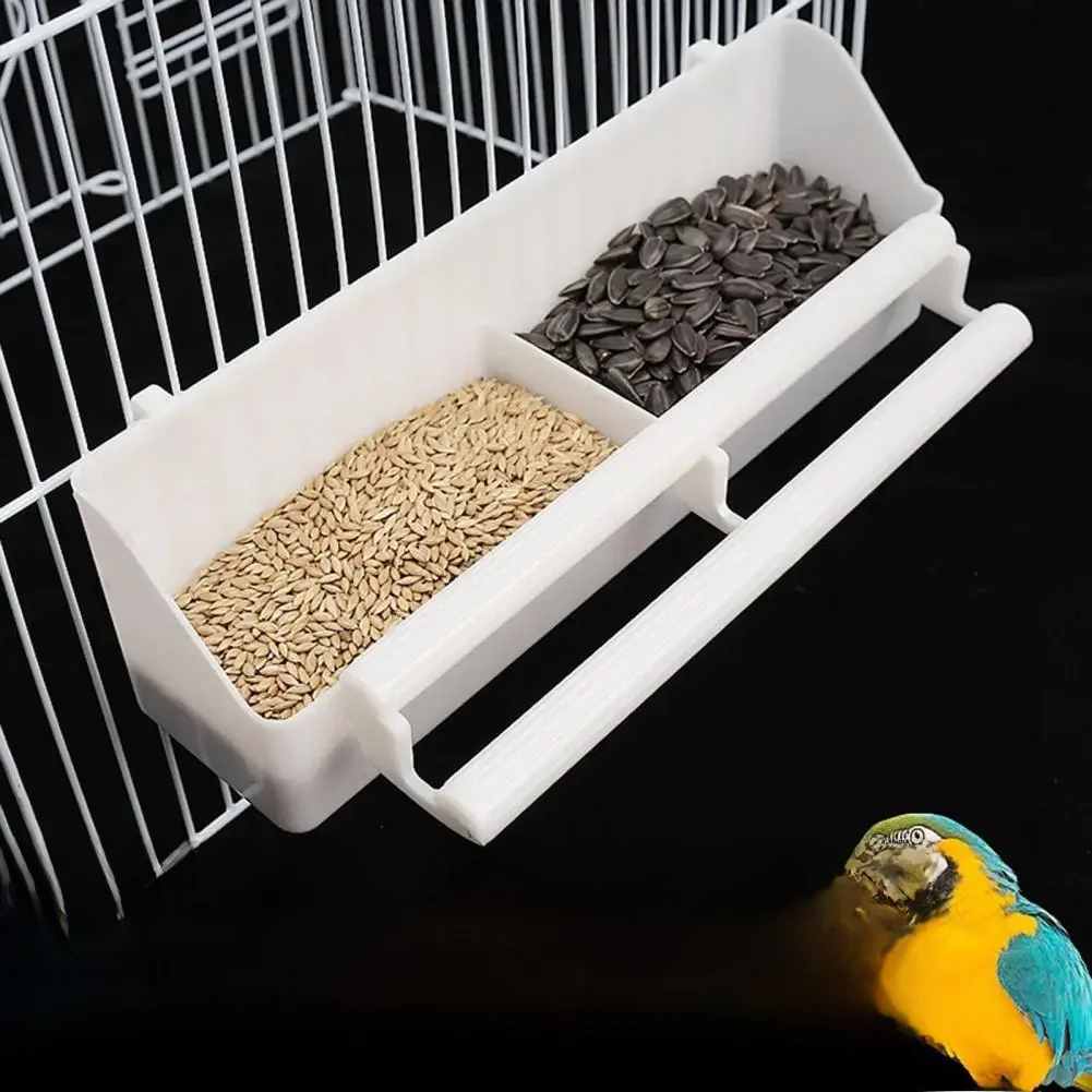 Distributeur d'eau et de nourriture pour animaux de compagnie, avec bâton de perche, 2 compartiments, plat d'alimentation, mangeoire pour perroquets, récipient d'alimentation suspendu pour animaux de