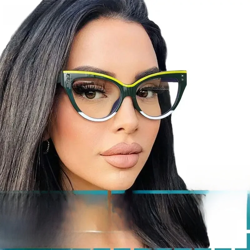 R55337 nowe duże oprawki okulary kocie oko marka projektant moda retro kobiece plastikowe oprawki klasyczne okulary do czytania Uv400 — zdjęcie 2