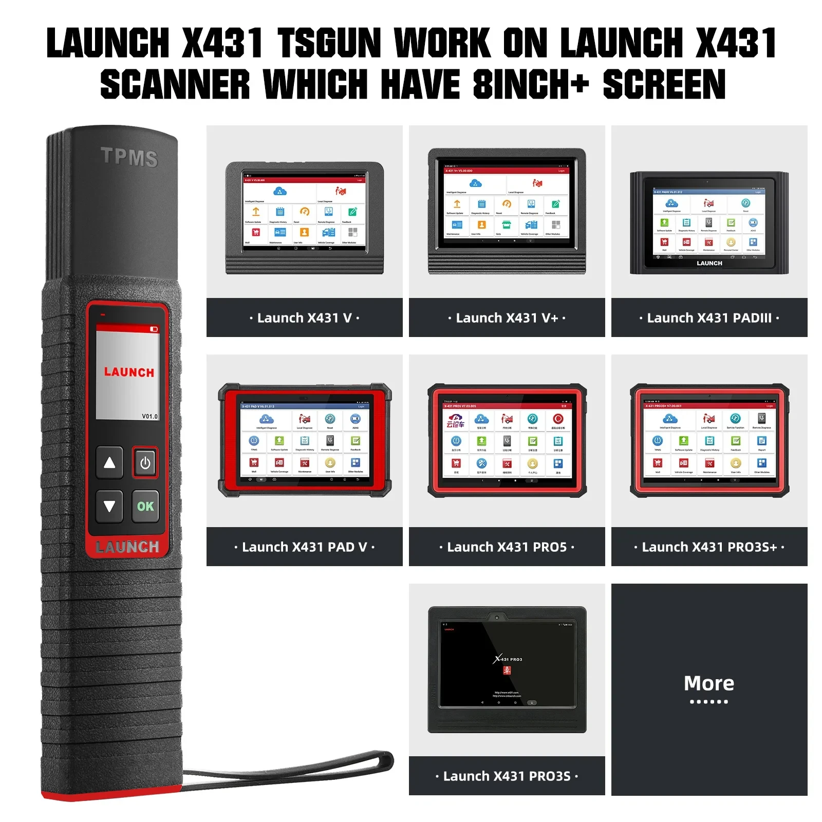 LAUNCH X431 TSGUN TPMS Car Tire Pressure Sensor Detector 315/433 MHZ RF-Sensor Programming Diagnostic Tool for X-431 V/V+/PRO3S+