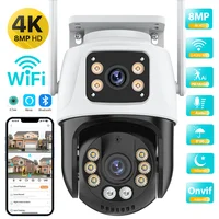 Cámara Wifi de doble lente 360o IP66 protección de seguridad 8MP 4K inalámbrica detección humana al aire libre cámara de videovigilancia PTZ ICSEE