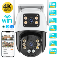 Dual Lens 360º Wifi Camera IP66 Security Protection 8MP 4K Wireless Outdoor Human Detection ICSEE Video Surveillance PTZ Camera