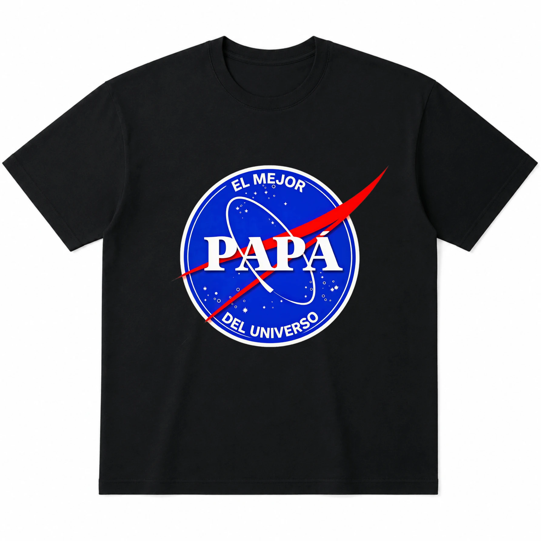 T-shirt unisex con stampa a tema astronauta e esplorazione spaziale, modello retrò, in cotone nero, a maniche corte.
