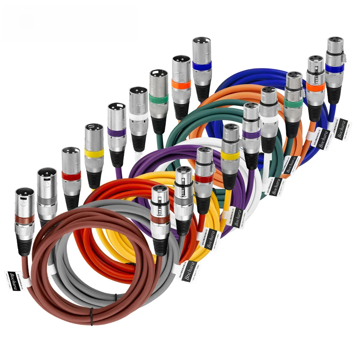 Bochara kolorowy kabel XLR męski na żeński OFC folia audio + pleciony ekranowany do wzmacniacza mikrofonowego miksera 1m 2m 3m 5m 10m — zdjęcie 2