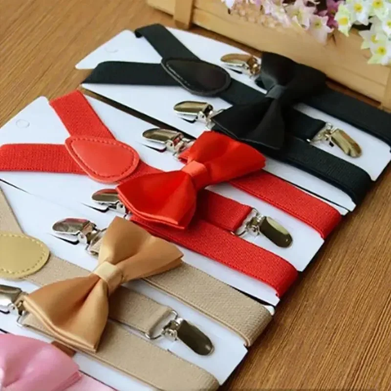 1 ensemble de nœuds papillon pour enfants, ensemble de bretelles pour garçons et filles, bretelles réglables, accessoires pour cravates de mariage pour bébés