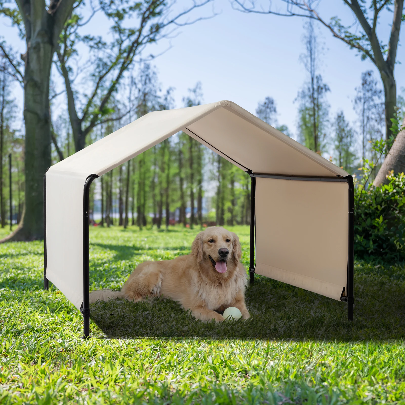 Dog Shade Shelter Outdoor Tent for Large Medium Dogs Outside Sun Rain Canopy Pet House Livestock Waterproof Roof Ground Nails