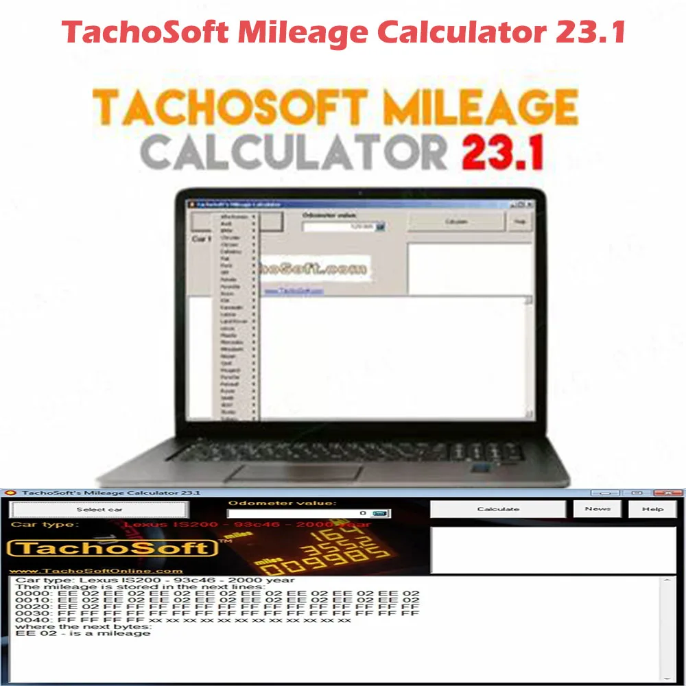 Latest TachoSoft Mileage Calculator 23.1 obd2 scanner Software Car Maintenance Tools With License Digital Odometer Calculators