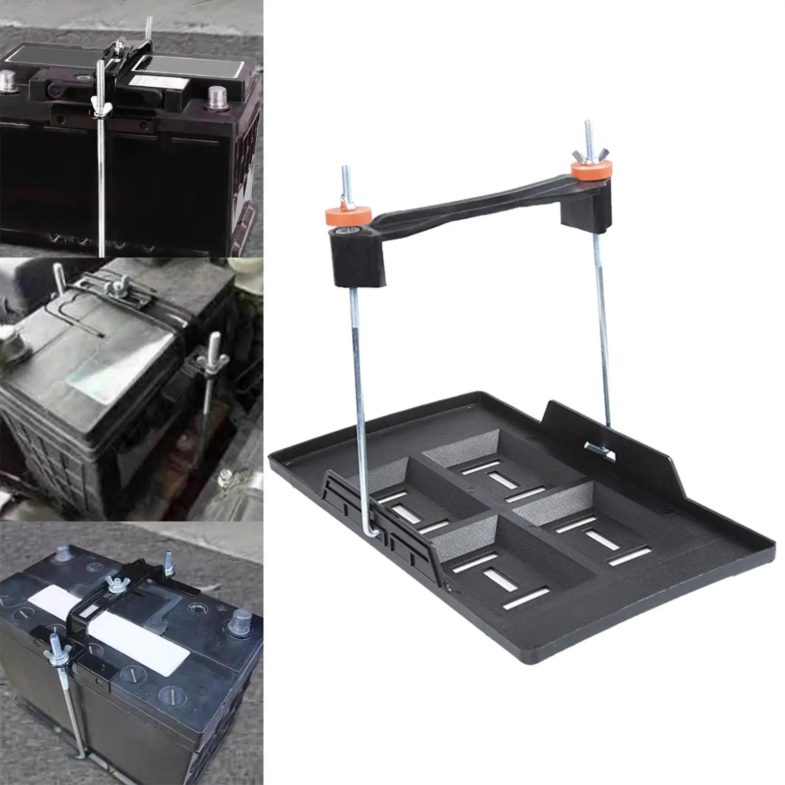 Car Battery Tray Bracket Metal Battery Hold Down Tray Storage Battery Holder support Recessed Slot Fixing Bracket for Rvs Cars