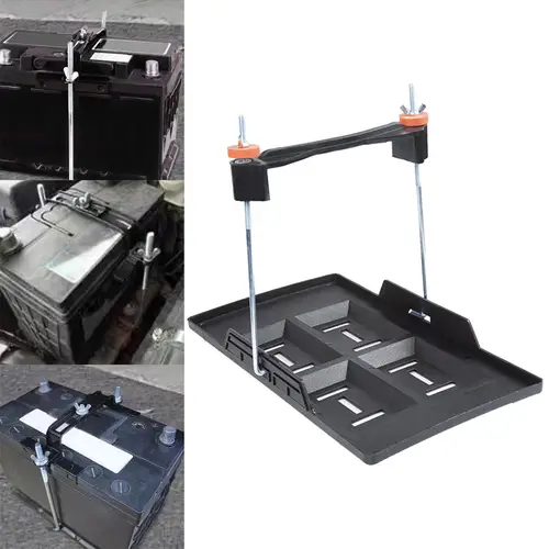Soporte de bandeja de batería de coche, soporte de batería de Metal, bandeja de almacenamiento, soporte de batería, soporte de fijación de ranura empotrada para coches Rvs