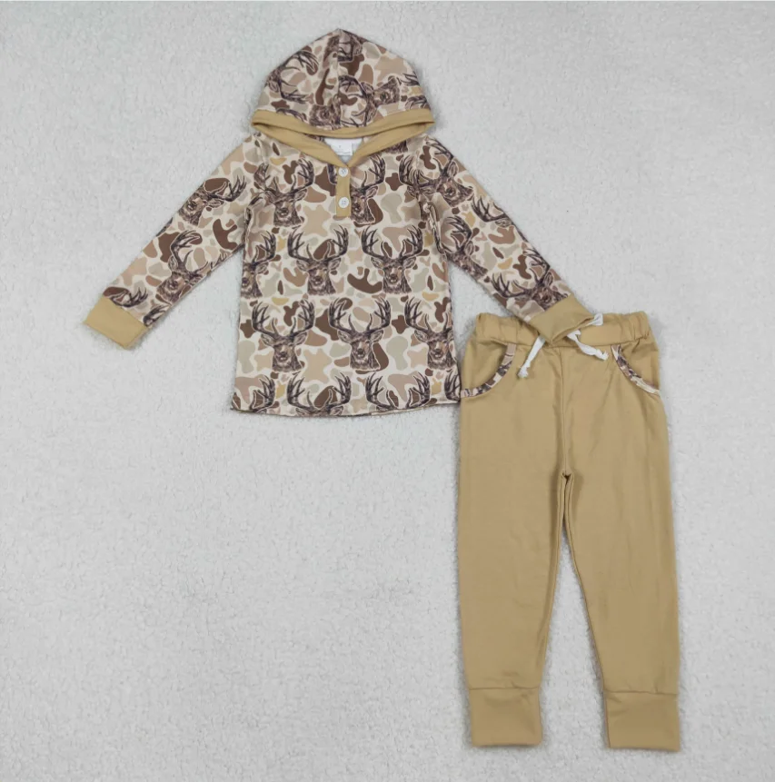 

Коричневая камуфляжная толстовка с капюшоном для маленьких мальчиков BLP1239, коричневые штаны, осенний комплект охотничьей одежды для мальчиков