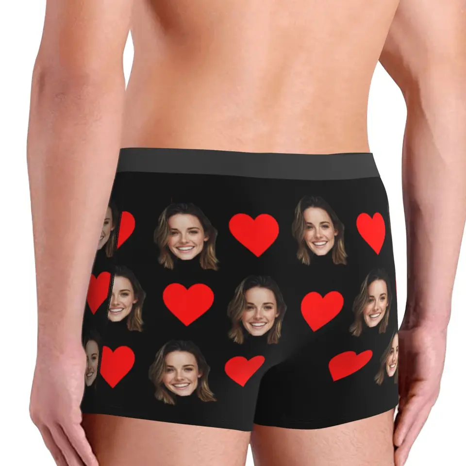 Personalized Face Photo Underwear Custom Boxer Briefs Custom Men Valentine's Day Gift For Husband Anniversary Gift for Dad, image 2