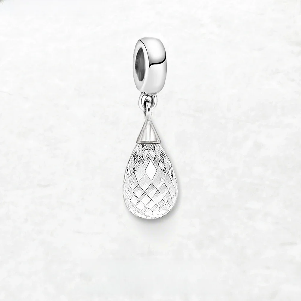Fasetowane szklane kryształowe zawieszki w kształcie łezki 925 Sterling Silver Pendant 2019 Fashion Water Drop Loose Spacer Beads — zdjęcie 2