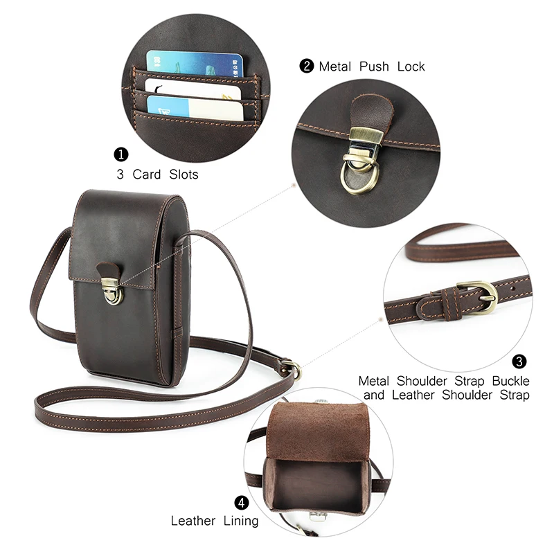 CONTACT'S-Mini bolso de hombro de cuero genuino para hombre, bandolera pequeña para teléfono, bolso de viaje informal, bolso de diseñador