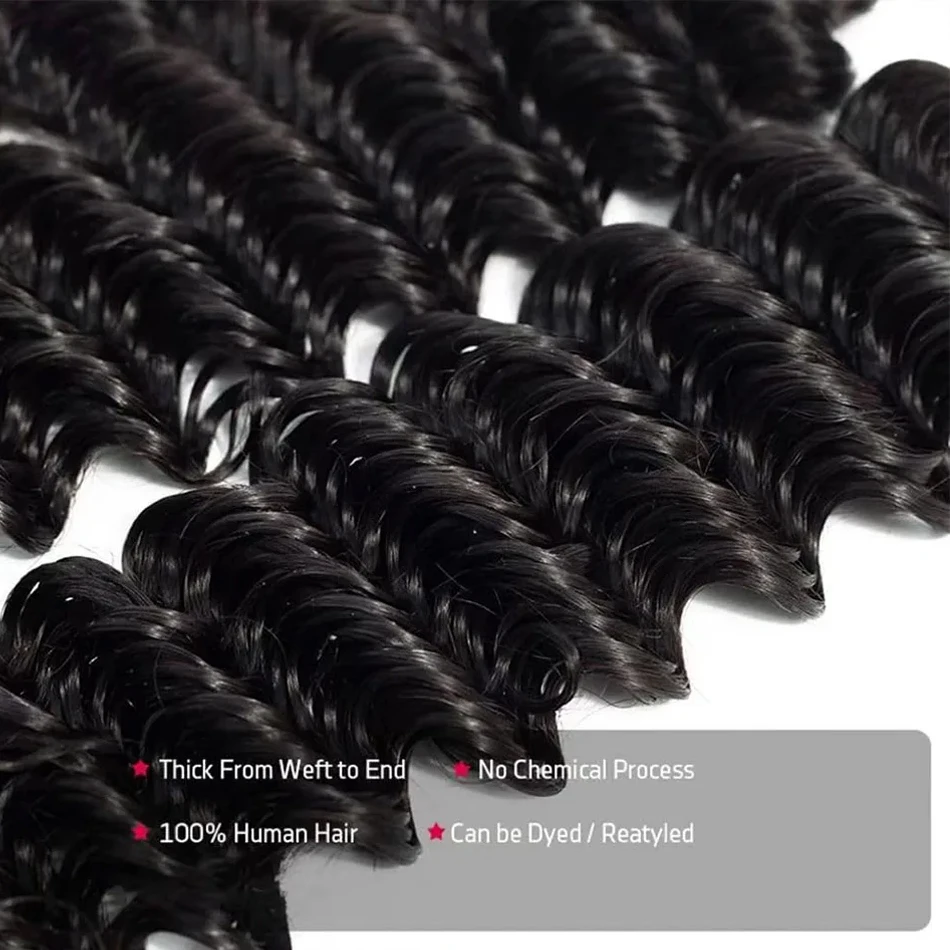 เวียดนามผมรวมกลุ่ม 32 นิ้ว 100% Human Hair Bundles Curly Deep Wave Bundleดิบส่วนขยาย 1 3 4 ชุดสําหรับสตรี