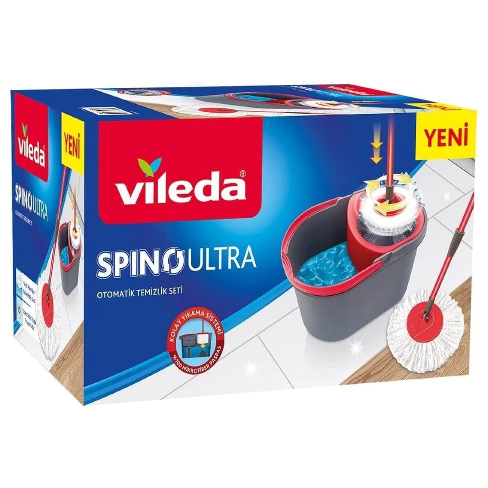 

Vileda Spino Ultra Cleaning Mop Bucket Cleaning Kit Wash Floor Microfiber Cloth Wet Dry Hands Tightening to Release the Mat