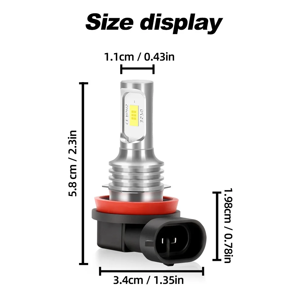 2/4Pcs For Dodge Challenger 2015 2016 2017 2018 2019 2020 2021 - Car LED Headlights 3570 CSP Chips 6000K Fog Lamp Bulbs