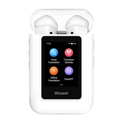 Wooask A8 Translator Earbuds,Innovative ChatGPT Translator Earphones with Touch Screen, Instant 144 Languages Translator Device