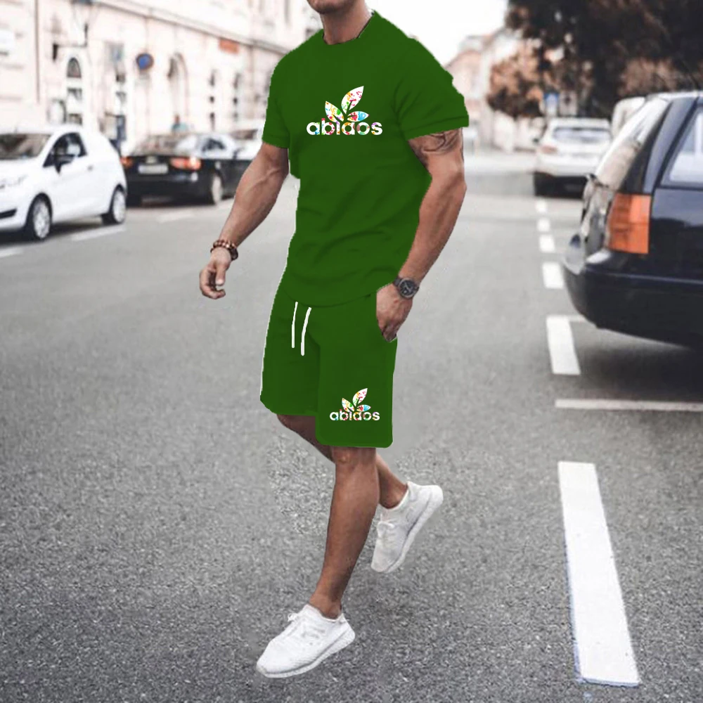 2024 letni męski garnitur gorąca wyprzedaż duży rozmiar Casual moda sportowa 3D druk cyfrowy męski krótki rękaw t-shirt szorty garnitur