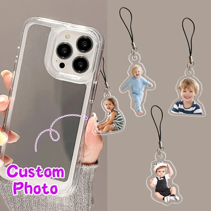 Custom Photo Acrylic Phone Lanyard, Can Print Portraits, Pets, Or Shaped Charms. It's A Great Keepsake Gift For Parents And Kids view 2