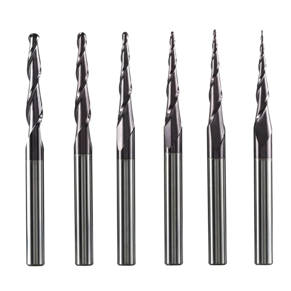 Frez trzpieniowy z węglika spiekanego, frezy kuliste stożkowe 4mm 6mm 8mm, frezy do drewna i metalu — zdjęcie 2