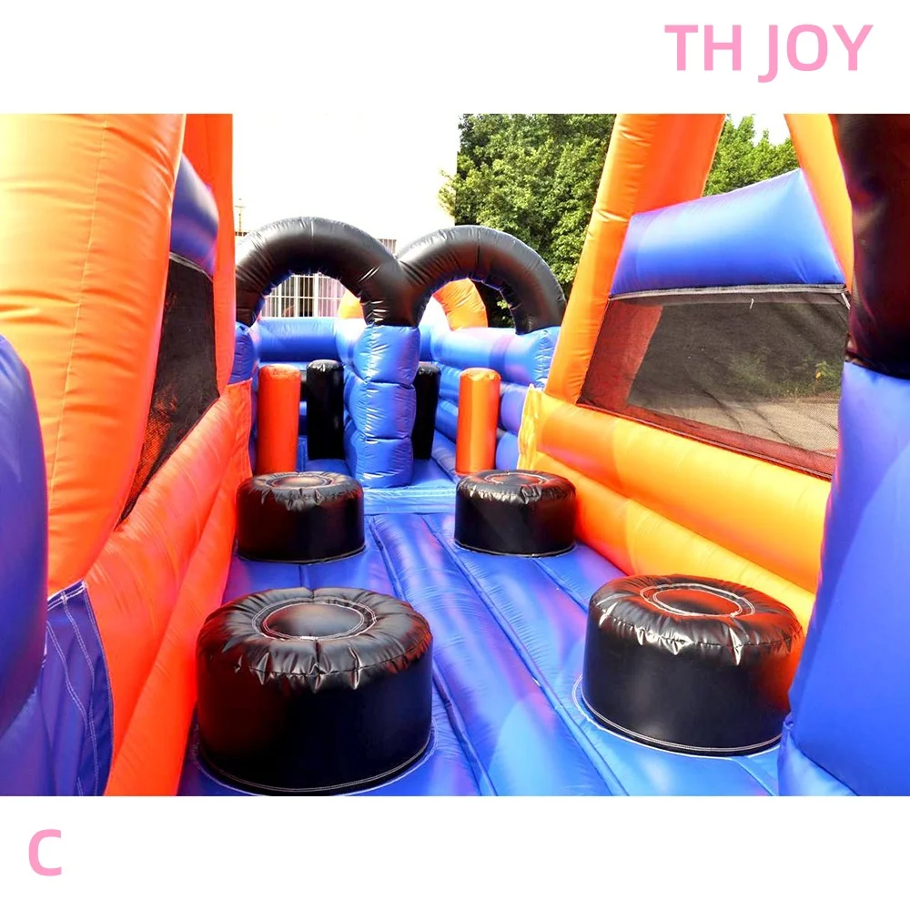 commercial kids inflatable bouncer house slides obstacle course, U shape giant adutls inflatable Obstacle Course Equipment