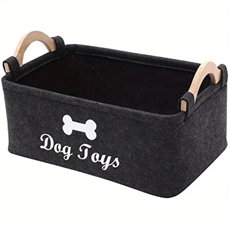 2pc Felt Pet Toy Box, Dog Toy Box, Storage Basket Chest Organizer For Organizing Pet Toys, Blankets, Leashes And Food