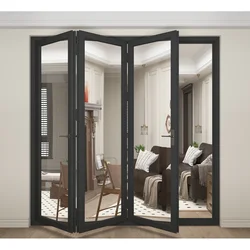 DN Thermal Break Aluminum Folding Door Double Glazed Metal Narrow Frame Patio Bifold Door Tempered Glass Custom