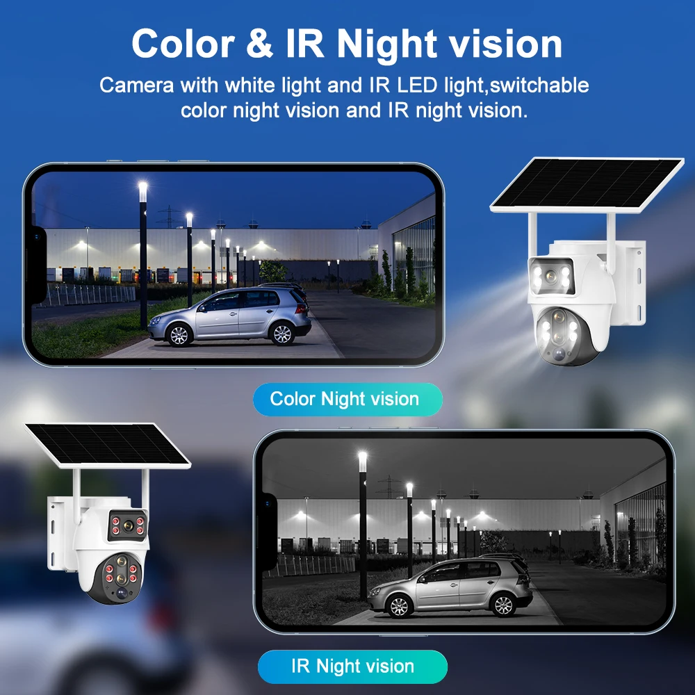 8MP Solar Wifi Outdoor Camera Dual Lens Wireless Home Surveillance Camera 8000mAh Battery PIR Human Detection Security Camera view 6