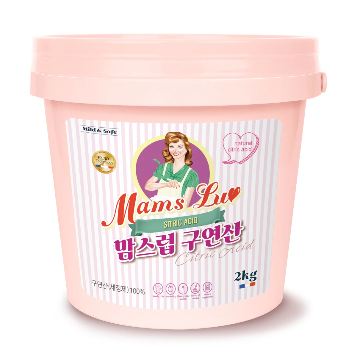 Mamsluv Citrate Bucket 2kg Citrate 100% Cleaner Powder Detergent Cleaning Supplies Large Capacity Detergent Fiber Flame Home Care Detergent Recommended