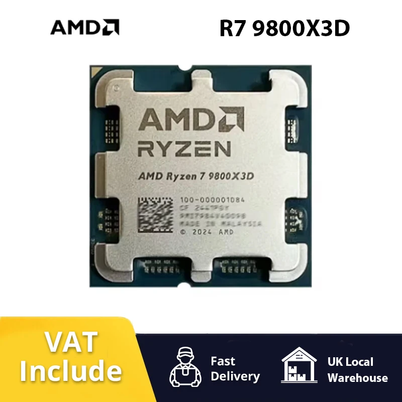 Ryzen™ 7 9800X3D AMD CPU New Processor , 3D V-Cache 8C/16T 120W up to 5.2 GHz, L3=96M 100-100001084 Socket AM5 but without cooler