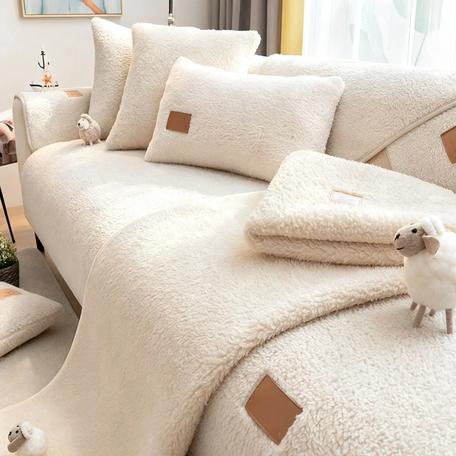Fluwelen Sofahoes, 1, 2, 3, 4-zits, Zachte Sofahoes, L-vormig, Antislip Sofadeken, Knuffelige Sofahoes, Hoeksofa, Sofa Beschermer voor Honden