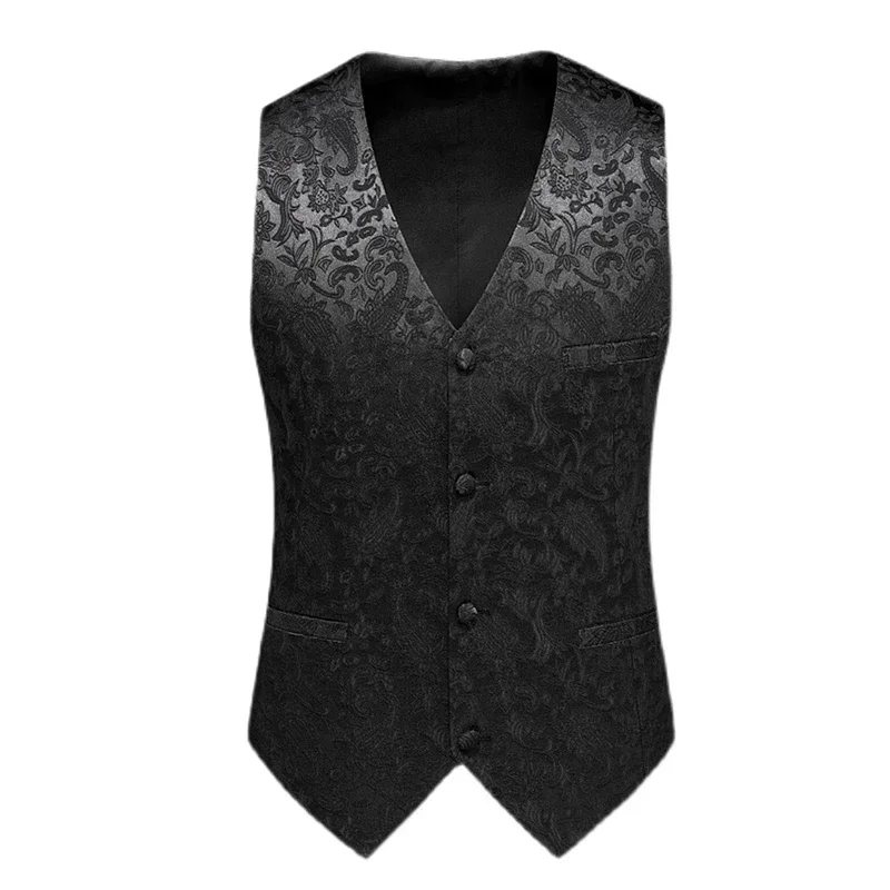Gilet sans manches pour hommes, gilet d'affaires à col en v à simple boutonnage, gilets pour hommes de fête de mariage, bleu rouge noir, taille asiatique M-6XL