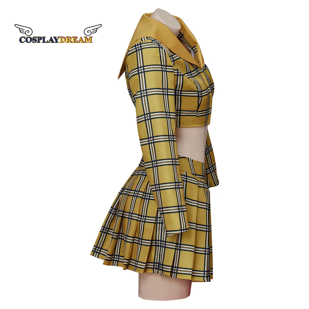 Movie Clueless Cher Cosplay Costume Horowitz Dress School Uniform Top Skirt Suit Yellow Plaid Girl Outfit Halloween Clothing