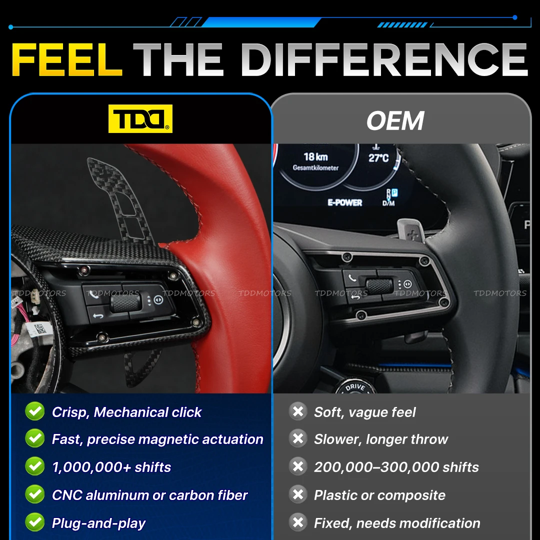 TDD Motors Plug & Play Real Carbon Fiber Aluminum Alloy Magnetic Paddle Shifters For Porsche 992 GT3 911 718 Macan Taycan
