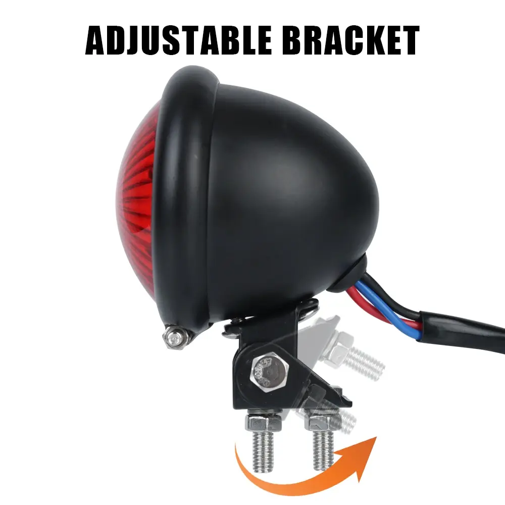12V Taillights Motorcycle Brake Light LED Motorbike Stop Rear Tail Lamp Red Compatible With Chopper Bobber Cafe Racer StreetBike