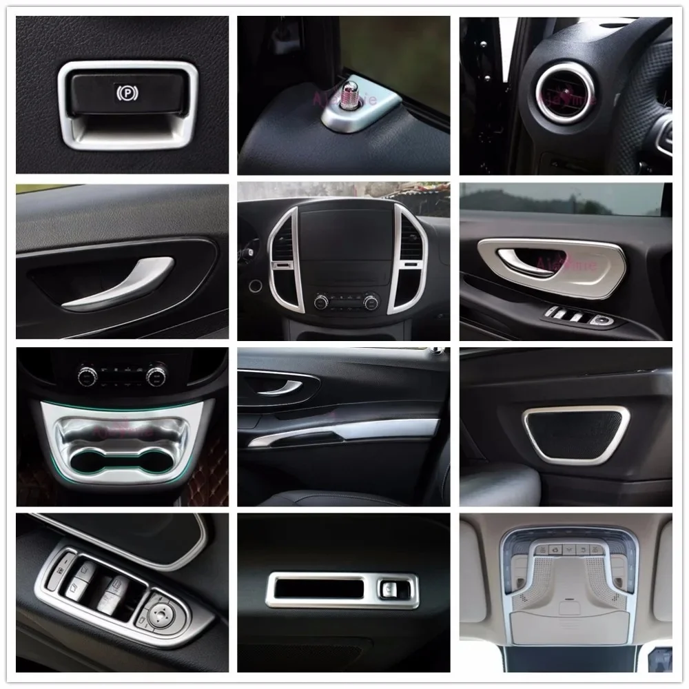 2014-2017 Voor Mercedes Benz Vito W447 Interieur Cover Dashboard AC Outlet Trim Audio Handvat Bekerhouder Panel Chrome accessoires - afbeelding 2