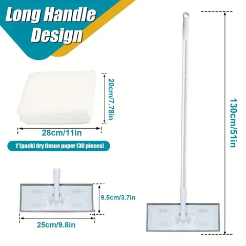 1 세트 홈 정전기 집진기 걸레 일회용 진공 종이 바닥 가정용 청소 도구와 접이식 긴 손잡이