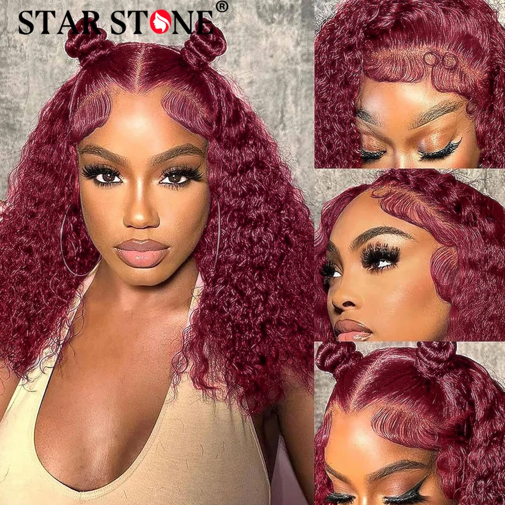 

99J Deep Wave Lace Front Short Bob Wigs Human Hair Wigs For Women Red Burgundy 13x4 Lace Frontal Wig 4x4 Lace Closure Wig 180%