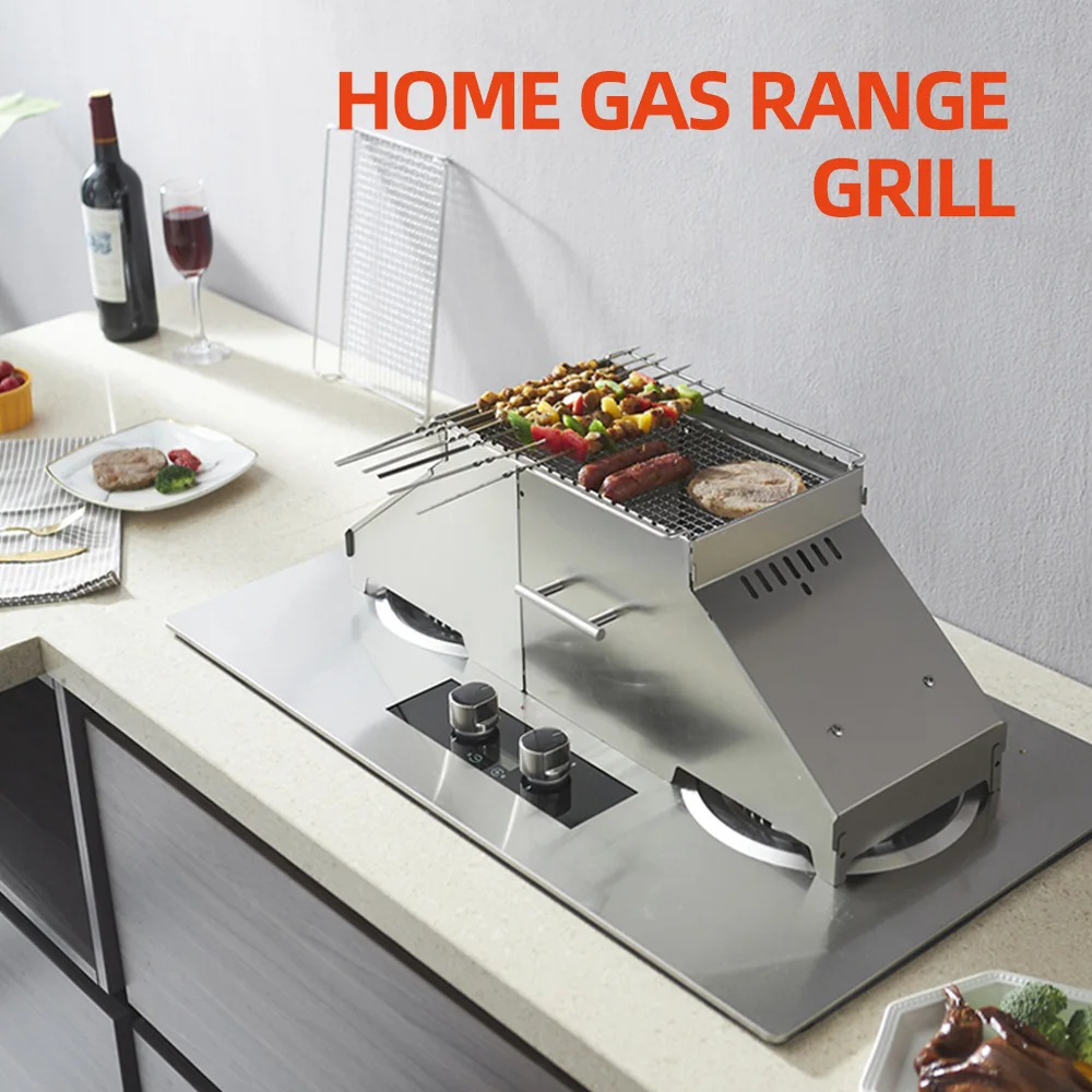 Household gas stove, barbecue stove, indoor smokeless barbecue stove, stainless steel detachable