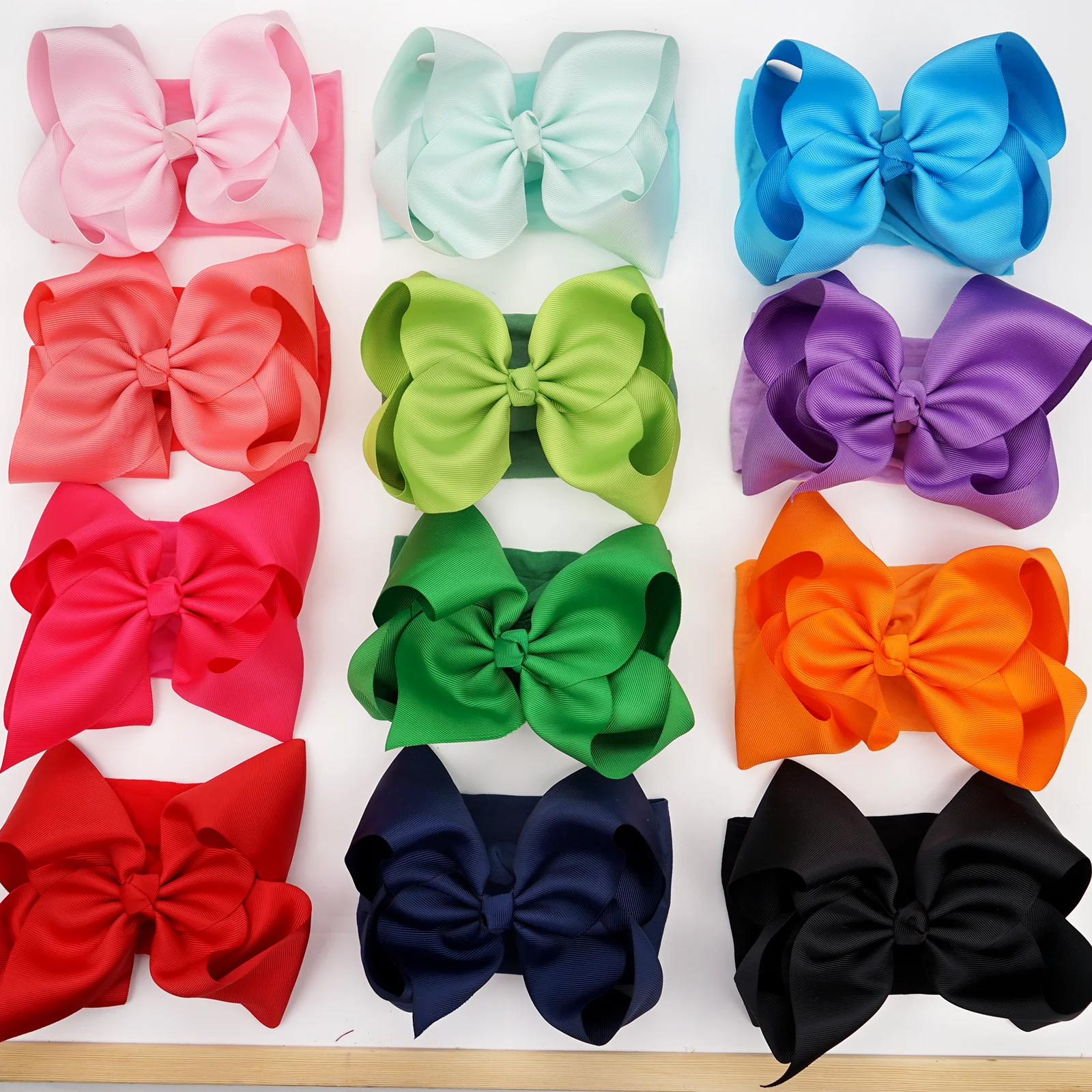 8/12Pieces 8 Inch Soft Elastic Nylon Headbands Hair Bows Headbands Hairbands for Baby Girl Toddlers Infants Newborns