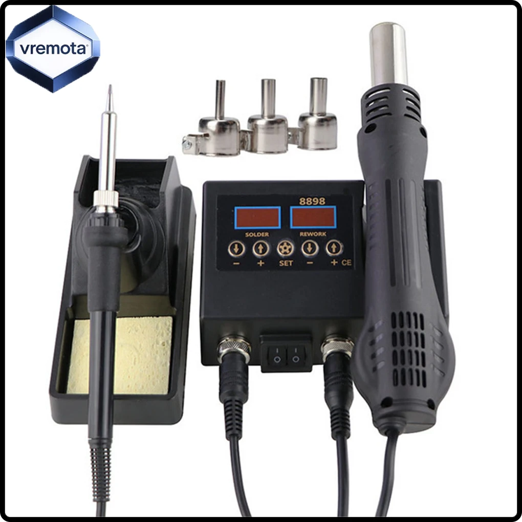 Estación de soldadura 8898 con pantalla digital, pistola de aire caliente para soldar y retroncar celulares, BGA, SMD, PCB, IC, herramientas de soldadura 2 en 1.
