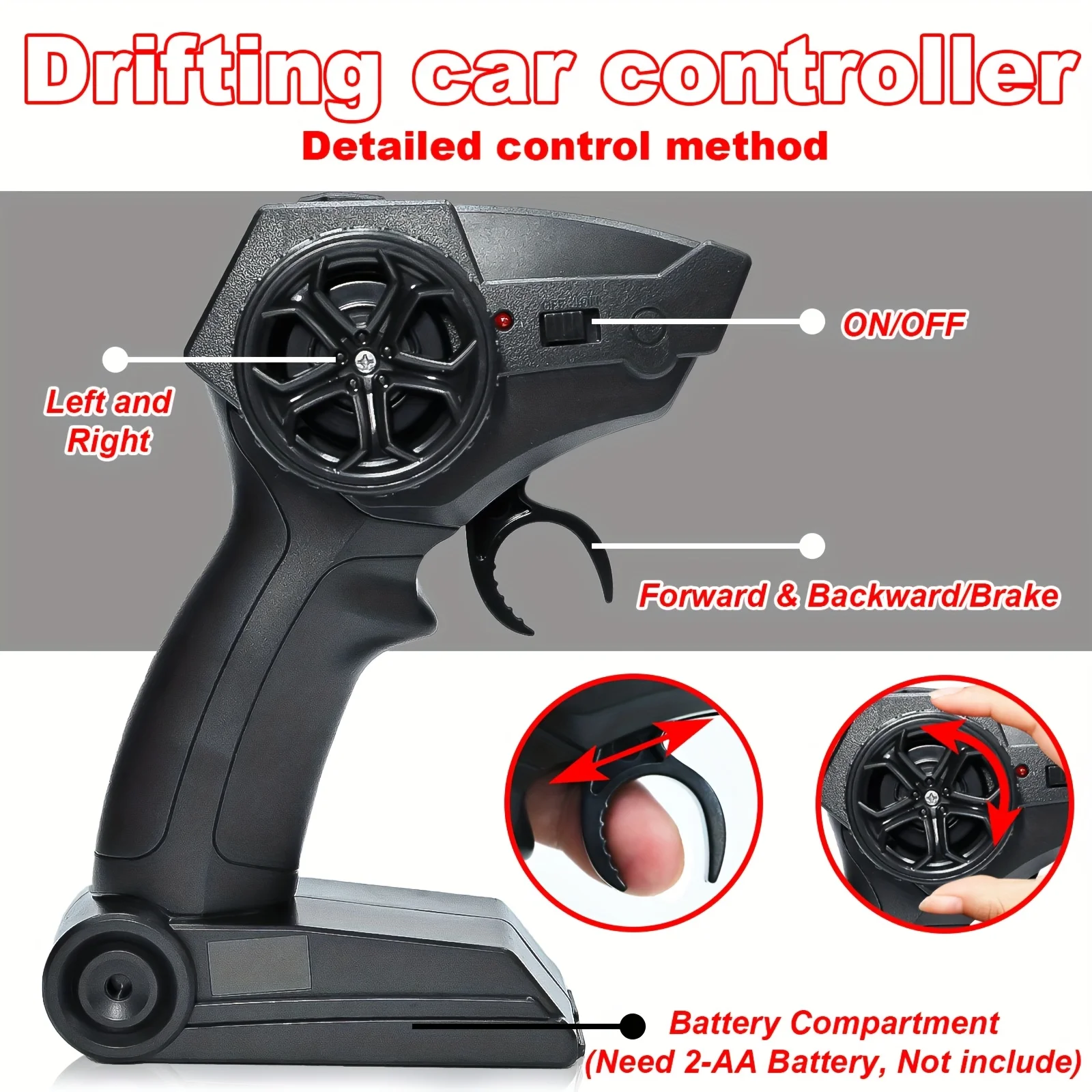 Voiture à dérive RC 4WD à grande vitesse avec lumières fraîches-jouet De course télécommandé 2.4GHz, batterie Rechargeable incluse, noir et blanc De