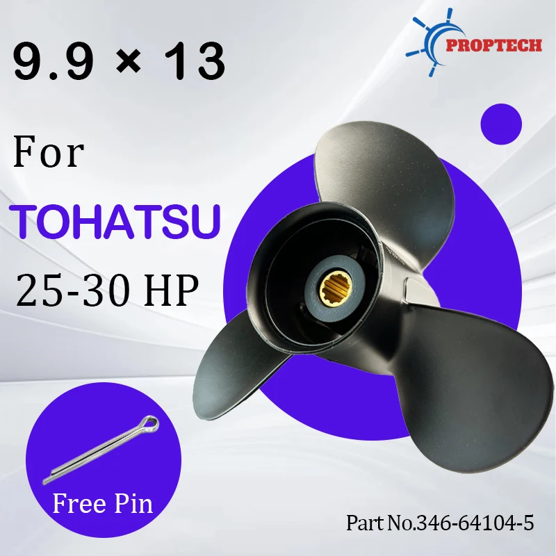 

Outboard Propeller Fit Tohatsu 25hp 30hp 9.9x13 Boat Aluminum Alloy Screw 3 Blade 10 Spline Marine Engine Part