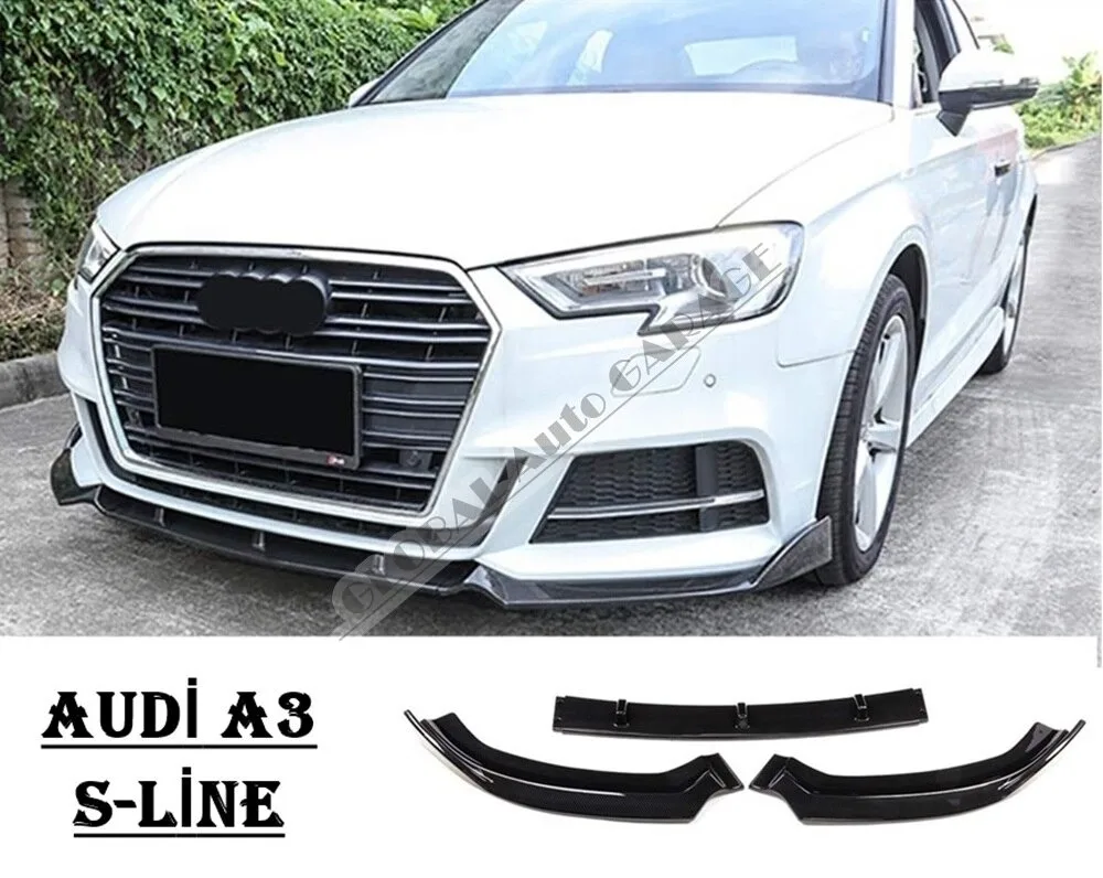 For Audi A3 S Line Front Bumper Attachment Lip 2010-2020 Piano Glossy Black Splitter Diffuser Universal Spoiler Bumper Mud Flaps