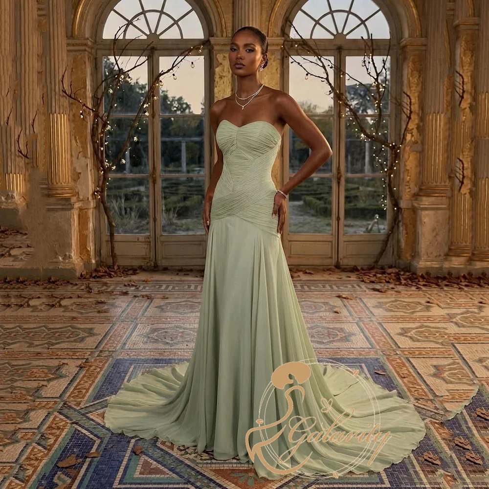 

Galarity Customized Sage Green Prom Dress Sweetheart Strapless Ruched Formal Evening Gown Celebrity Dress Luxury Party Gown