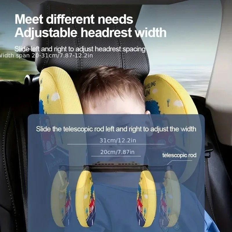 Car Headrest Pillow for Kid Cartoon Unicorn Road Pal Headrest Adjustable Car Seat Head Neck Support U Shaped Car Sleeping Pillow