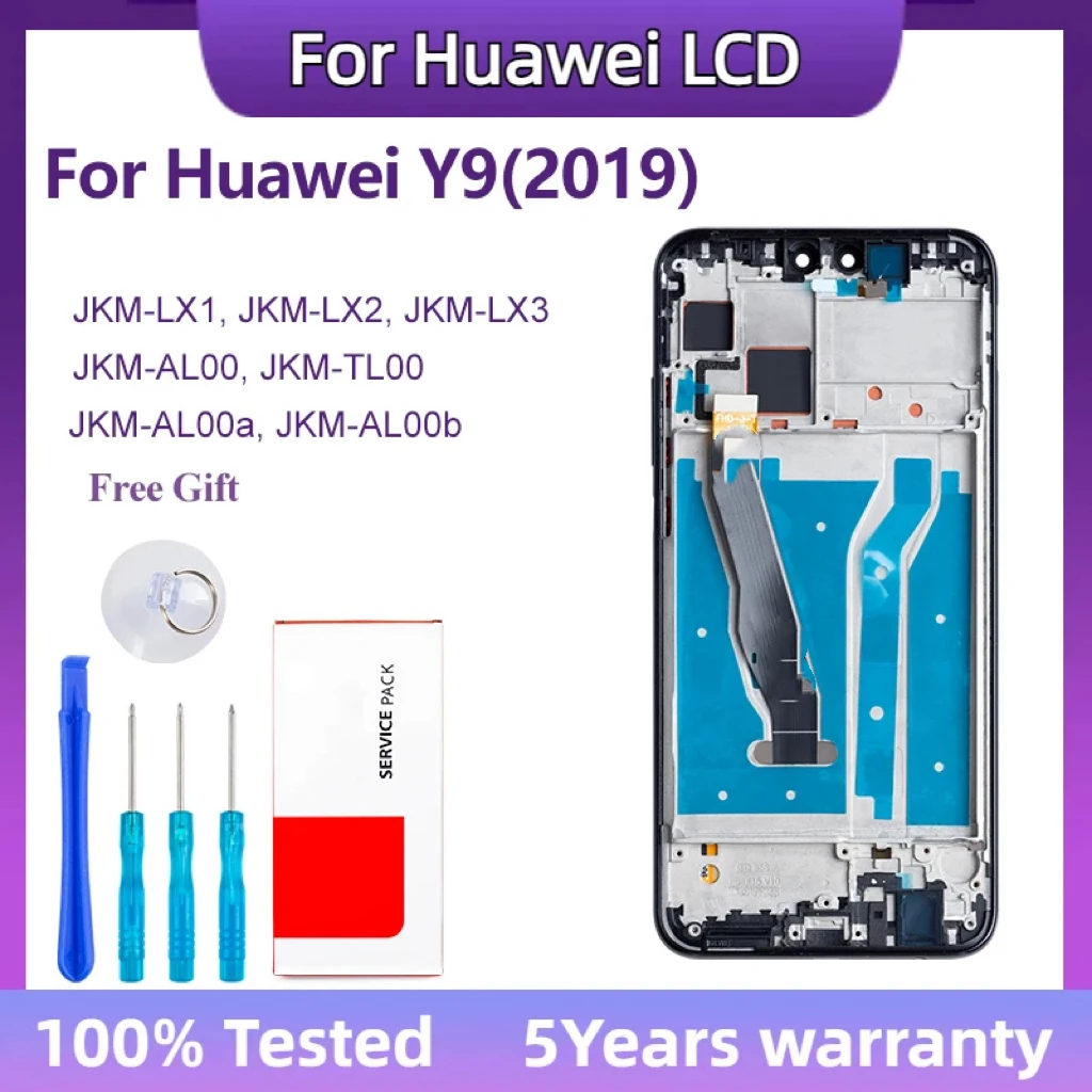 

6,5 "Новый ЖК-дисплей для Huawei Y9 2019, дисплей с сенсорным экраном, дигитайзер в сборе, Замена с рамкой, дисплей, планшетов